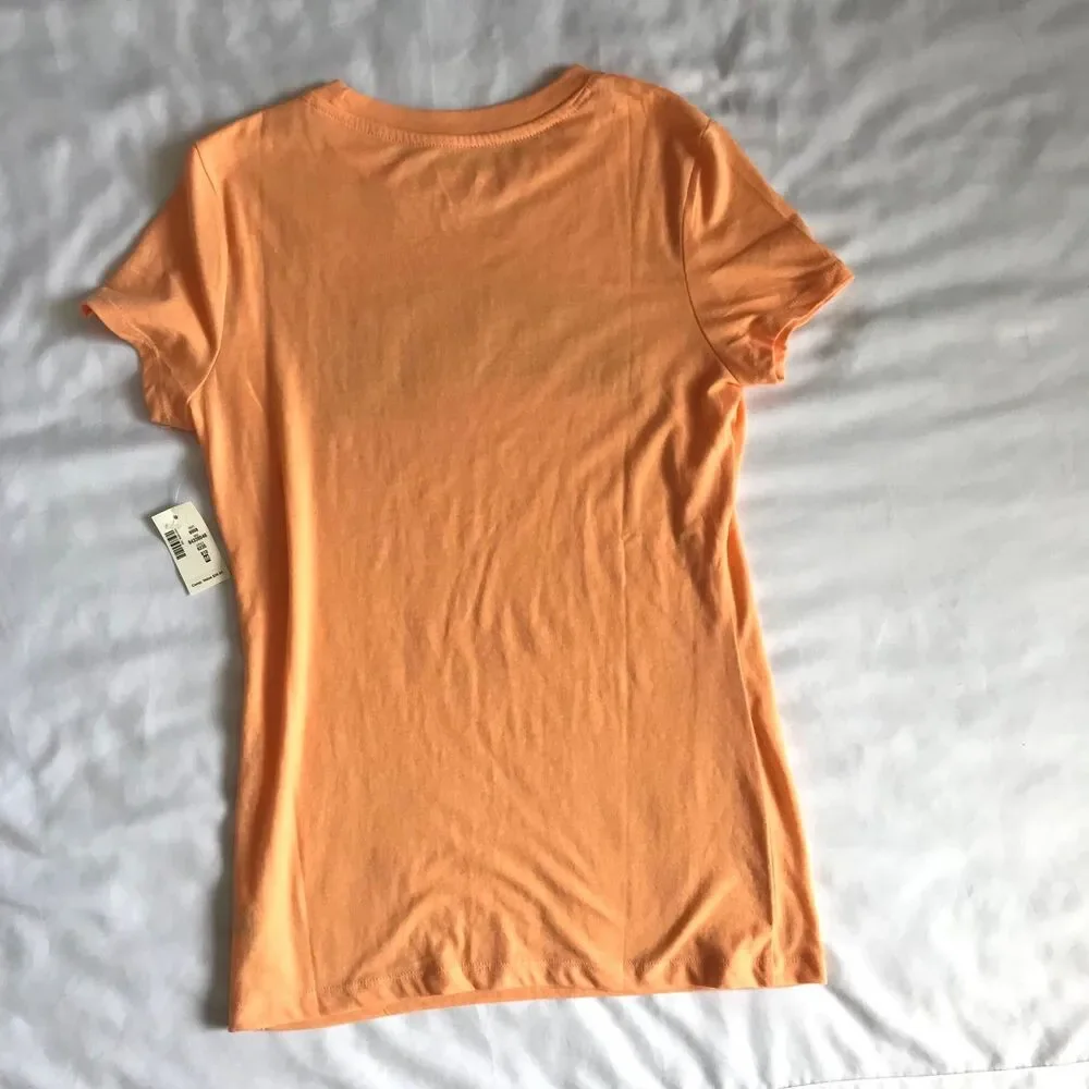 Aeropostale Aero Raised Logo Classic Crew Tee T Shirt Pale Orange Women's M NWT